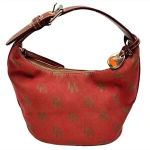Dooney & Bourke Vintage Baguette Bucket Bag Red Jaquard Monogram